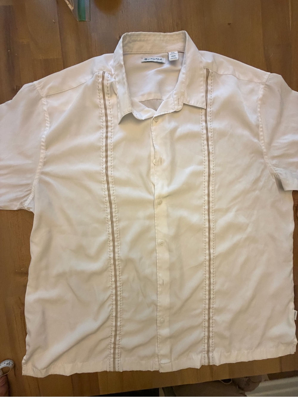 Cubavera White Short-Sleeve Button-Down Guayabera-Style Shirt